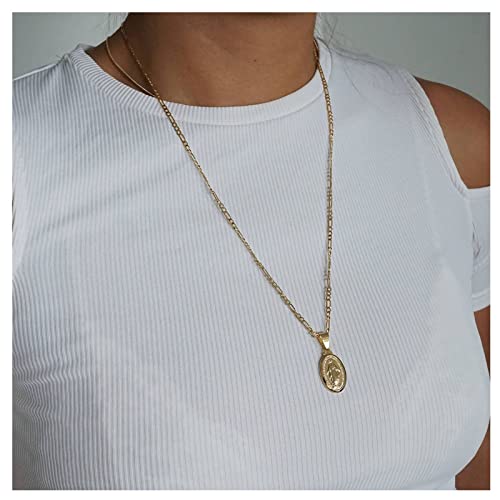 Inilbran Boho Münze Halskette Choker Vintage Jungfrau Maria Halskette Religiöse Runde Scheibe Halskette Minimalistische Porträt Münze Anhänger Halskette Kette Schmuck Für Frauen Und Mädchen von Inilbran