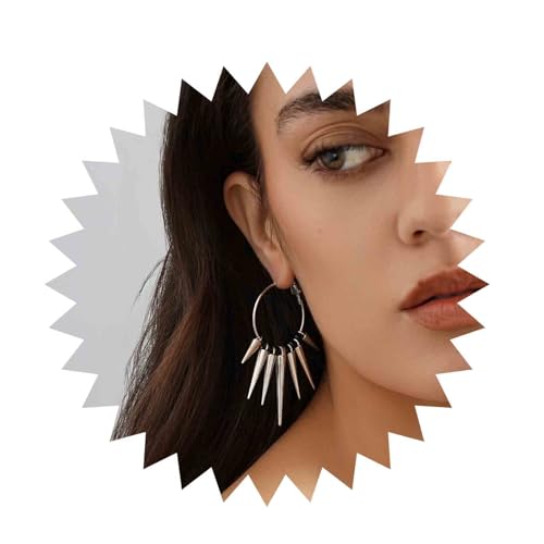 Inilbran Boho Niete Reifen Ohrringe Punk Niete Huggie Hoop Ohrringe Gothic Spike Niete Tropfen Ohrringe Großen Kreis Baumeln Reifen Ohrringe Schmuck Für Frauen Und Mädchen von Inilbran