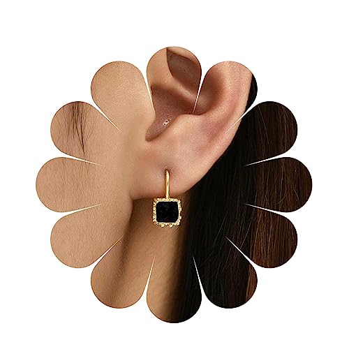 Inilbran Boho Onyx Ohrringe Schwarz Kristall Quadratische Ohrstecker Ohrringe Vintage Onyx Kristall Ohrringe Geometrische Cz Quadratische Haken Ohrringe Schmuck Für Frauen Und Mädchen von Inilbran