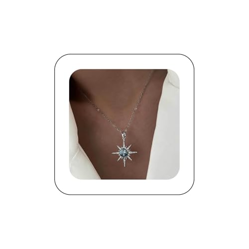 Inilbran Boho Opal Starburst Anhänger Halskette Vintage Kristall Stern Choker Halskette Silber Stern Himmlischen Halskette Einstellbar Cz Stern Kette Halskette Schmuck Für Frauen von Inilbran