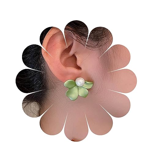 Inilbran Boho Perle Blume Ohrringe Vintage Harz Floral Blume Ohrstecker Ohrringe Grüne Blume Perle Ohrringe Blume Lilie Blütenblatt Ohrringe Schmuck Für Frauen Und Mädchen von Inilbran