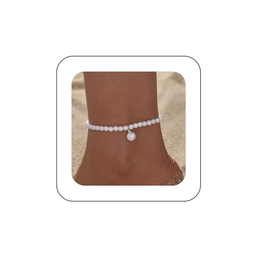 Inilbran Boho Perle Fußkettchen Armband Vintage Perle Baumeln Knöchel Armband Perle Perle Fußkette Armband Personalisierte Perle Fußkette Schmuck Für Frauen Und Mädchen von Inilbran