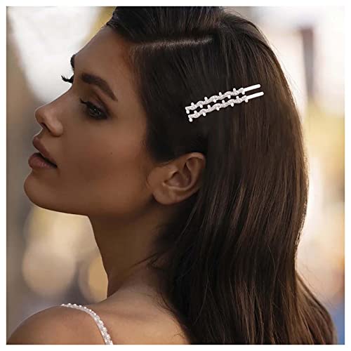 Inilbran Boho Perle Hochzeit Haarspange Clip Vintage Kristall Perle Haarspange Clip Strass Perle Haarspange Haarnadel Dekorative Haarnadeln Perlenkopf Clip Gold Braut Haarschmuck für Frauen 2St von Inilbran