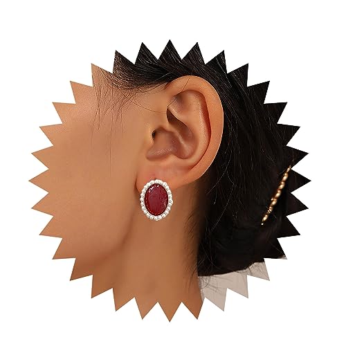 Inilbran Boho Perle Korallen Ohrringe Rote Koralle Ohrstecker Vintage Koralle Edelstein Ohrringe Rote Koralle Stein Ohrringe Schmuck Für Frauen Und Mädchen von Inilbran