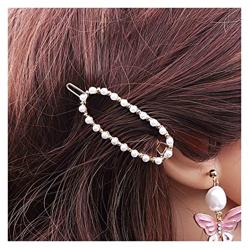 Inilbran Boho Perle Oval Kreis Haarspange Kreis Perle Haarnadel Clip Vintage hohle Haarspange Clip minimalistische geometrische Kopfclip Zubehör für Frauen und Mädchen Kopfschmuck von Inilbran