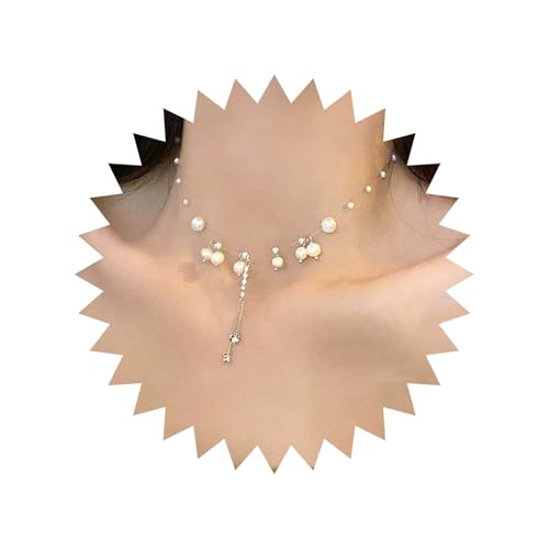 Inilbran Boho Perle Station Halskette Weiße Perle Choker Halskette Vintage Perlen Angelschnur Einstellbar Kristall Tropfen Schmuck Für Frauen von Inilbran