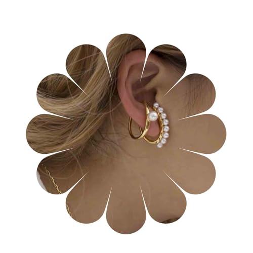 Inilbran Boho Perlenklauen Ohrringe Gold Perlenklauen Ohrringe Vintage Perlenknorpel Manschette Ohrringe Winzige Perle Kettmanschette Reif Ohrringe Für Frauen Und Teenager-Mädchen von Inilbran