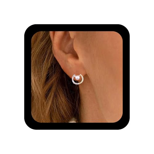 Inilbran Boho Perlenohrringe Gold Kristall Kreis Perlen Ohrstecker Ohrringe Funkelnde Cz Kreis Ohrringe Geometrische Cz Halo Kreis Ohrringe Schmuck Für Frauen Und Mädchen von Inilbran