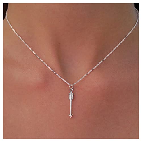Inilbran Boho Pfeil Anhänger Halskette - Silber Choker Vintage Amor Minimal Schmuck für Frauen und Mädchen von Inilbran