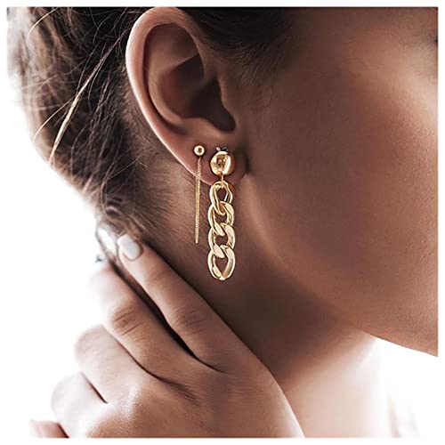 Inilbran Boho Quastenkette Ohrringe Gold Cuban Chain Dangle Ohrringe Punk Panzerkette Drop Ohrringe Gold Bead Ball Studs Ohrringe Schmuck Für Frauen Und Mädchen von Inilbran