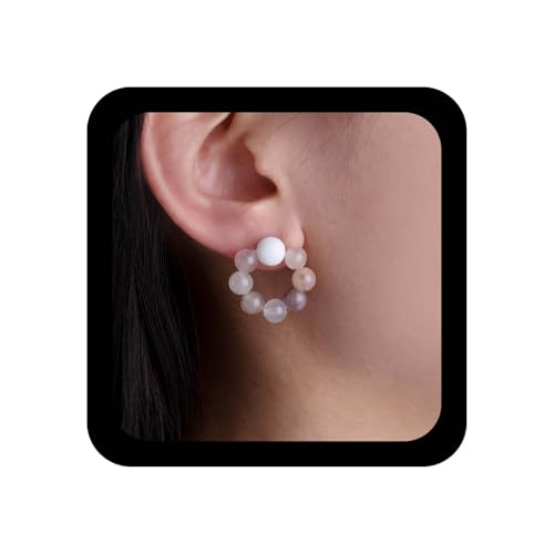 Inilbran Boho Regenbogen Perlen Ohrringe Vintage Kreis Perlen Ohrringe Bunt Perle Ohrstecker Personalisierte Hohlen Kreis Perle Ohrringen Schmuck Für Frauen von Inilbran