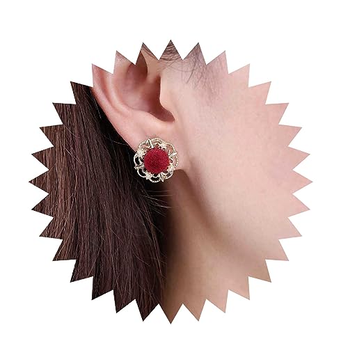 Inilbran Boho Rote Samt Ohrstecker Vintage Samt Kugel Ohrringe Rote Kugel Perlen Ohrringe Personalisierte Samt Statement Ohrringe Schmuck Für Frauen Und Mädchen von Inilbran