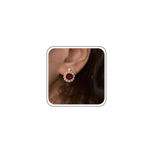 Inilbran Boho Rubin Edelstein Ohrringe Roter Rubin Kristall Ohrstecker Ohrringe Vintage Runde Rubin Ohrringe Funkelnde Strass Ohrringe Reif Ohrstecker Schmuck Für Frauen Und Mädchen von Inilbran