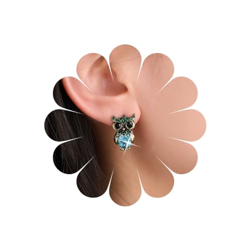 Inilbran Boho Saphir Eule Ohrringe Vintage Niedlich Eule Ohrstecker Blau Kristall Eule Ohrringe Tier Eule Aussage Ohrringe Schmuck Für Frauen von Inilbran