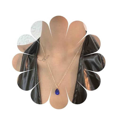 Inilbran Boho Saphir Kristall Choker Halskette Blauer Saphir Anhänger Halskette Teardrop Saphir Edelstein Halskette Vintage Saphir Geburtsstein Halskette Kette Schmuck Für Frauen Und Mädchen von Inilbran