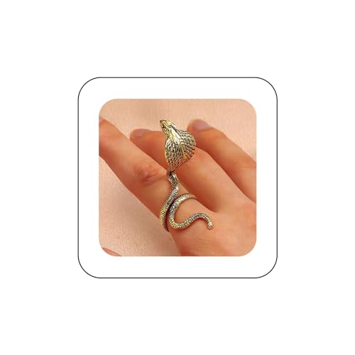 Inilbran Boho Schlange Fingerring Vintage Schlange Wickeln Offener Ring Gold Kobra Offener Knöchel Ring Punk Schlange Kobra Pfählen Ring Schmuck Für Frauen Und Mädchen von Inilbran