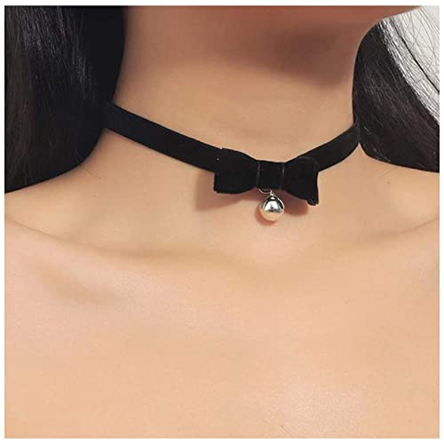 Inilbran Boho Schwarzer Bogen Choker Halskette Vintage Glocke Samt Halskette Schwarzes Wildleder Halskette Gothic Satinband Kragen Halskette Schmuck Für Frauen Und Mädchen von Inilbran