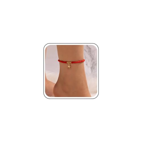 Inilbran Boho Seestern Knöchel Armband Gold Seestern Baumeln Fußkettchen Armband Vintage Ozean Seestern Strand Fußkettchen Minimalistische Kugel Perle Fuß Kette Fußkettchen Schmuck Für Frauen von Inilbran