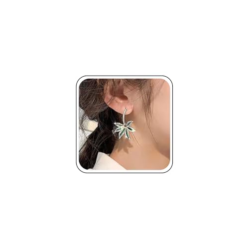 Inilbran Boho Smaragd Topf Blatt Ohrringe Grünes Blatt Baumeln Ohrringe Gold Cz Topf Marihuana Blatt Ohrringe Vintage Kristall Blatt Ohrstecker Ohrringe Schmuck Für Frauen Und Mädchen von Inilbran