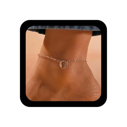 Inilbran Boho Sonne Fußkettchen Armband Vintage Mond Fußkette Gold Mondsichel Fußkettchen Kette Einstellbar Sonnenaufgang Link Armband Zubehör Für Frauen von Inilbran