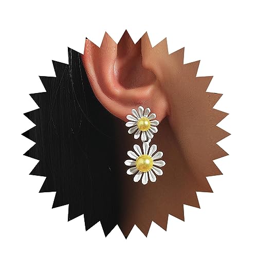 Inilbran Boho Sonnenblumen Ohrringe Vintage Daisy Flower Ohrringe Vintage Flower Dangle Ohrringe Weiße Sonnenblume Ohrstecker Schmuck Für Frauen Und Mädchen von Inilbran