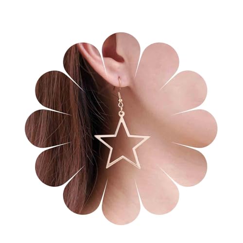 Inilbran Boho Star Ohrringe Gold Star Drop Ohrringe Hollow Star Dangle Ohrringe Minimalist Star Hook Ohrringe Schmuck Für Frauen Und Mädchen von Inilbran