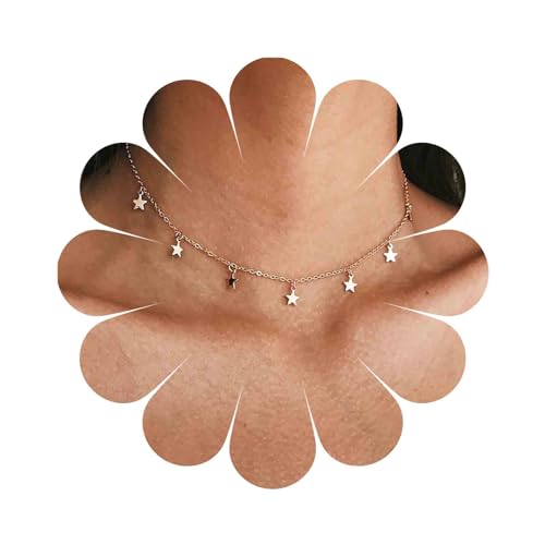Inilbran Boho Stern Choker Halskette Gold Stern Halskette Choker Vintage Stern Anhänger Halskette Minimalistisch Winziger Stern Kette Halskette Schmuck Für Frauen Und Mädchen von Inilbran