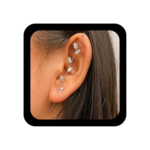 Inilbran Boho Strass Blatt Ohrringe Stick Ohr Wickeln Ohrring Gold Ohr Ohr Wickeln Crawler Haken Ohrringe Gold Rand Pin Haken Manschette Ohrringe Eingelegt Strass Haken Ohrringe Schmuck Für Frauen von Inilbran