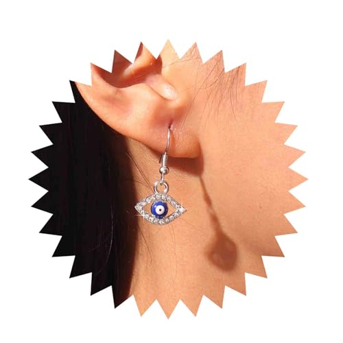 Inilbran Boho Strass Ohrringe Silber Kristall Böse Augen Ohrringe Blau Teufel Auge Baumeln Ohrringe Bling Cz Böse Augen Schutz Ohrringe Schmuck Für Frauen Und Mädchen von Inilbran