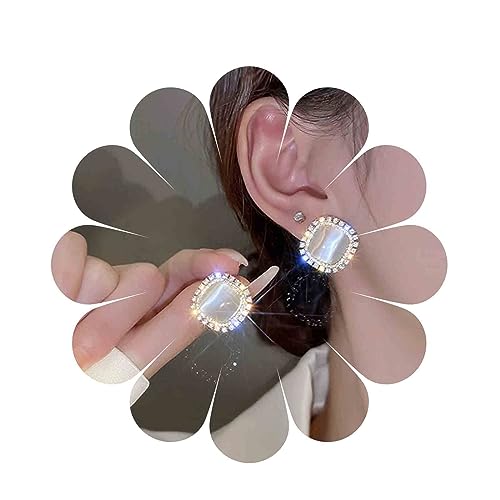 Inilbran Boho Strass Opal Mondstein Ohrringe Gold Kristall Opal Quadratische Ohrstecker Vintage Mondstein Ohrringe Funkelnde Cz Opalite Quadratische Ohrringe Schmuck Für Frauen Und Mädchen von Inilbran