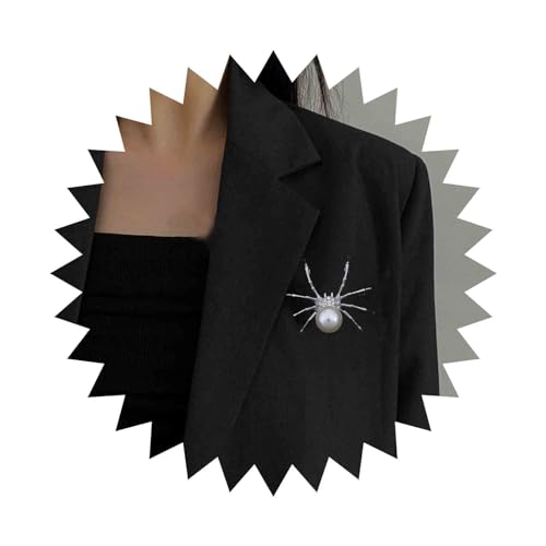 Inilbran Boho Strass Spinne Brosche Pin Silber Kristall Perle Spinne Brosche Vintage Spinne Perle Brosche Gothic Cz Perle Spinne Abzeichen Pin Kleidung Hut Tasche Zubehör Schmuck Für Frauen von Inilbran
