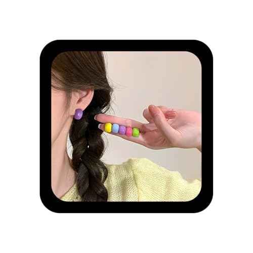 Inilbran Boho Süßigkeiten Farbe Ball Ohrringe Bunte Kleine Ohrringe Süßigkeiten Perlen Ohrring Vintage Regenbogen Ball Knopf Ohrring Für Frauen (lila) von Inilbran