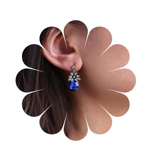 Inilbran Boho Teardrop Saphir Ohrringe Vintage Kristall Blume Ohrstecker Silber Cz Mandala Blume Ohrringe Personalisierte Saphir Ohrringe Schmuck Für Frauen Und Mädchen von Inilbran