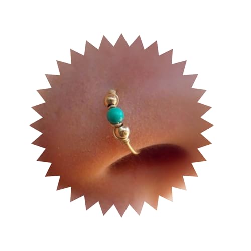 Inilbran Boho Türkis Clip Auf Nasenring Vintage Perlen Manschette Hoop Nasenring Gold Türkis Faux Clip Auf Nasenring Türkis Perle Kein Piercing Nasenring Schmuck Für Frauen von Inilbran