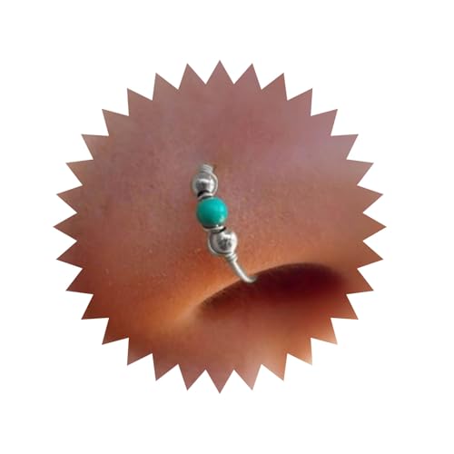 Inilbran Boho Türkis Clip Auf Nasenring Vintage Perlen Manschette Hoop Nasenring Silber Türkis Faux Clip Auf Nasenring Türkis Perle Kein Piercing Nasenring Schmuck Für Frauen von Inilbran