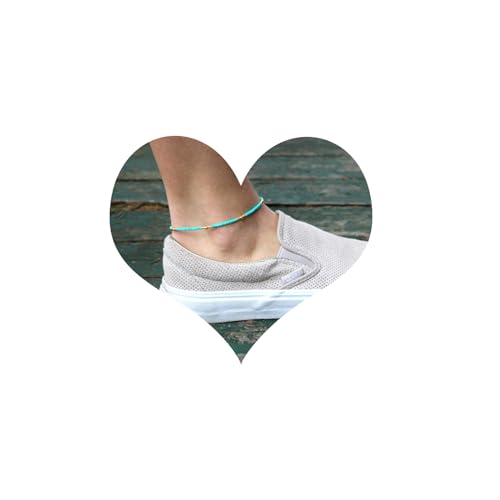 Inilbran Boho Türkis Perle Knöchel Armband Gold Kupfer Perlen Fußkettchen Armband Vintage Kugel Perle Kette Fußkettchen Minimalistisch Türkis Fußkettchen Fußkette Schmuck Für Frauen Und Mädchen von Inilbran