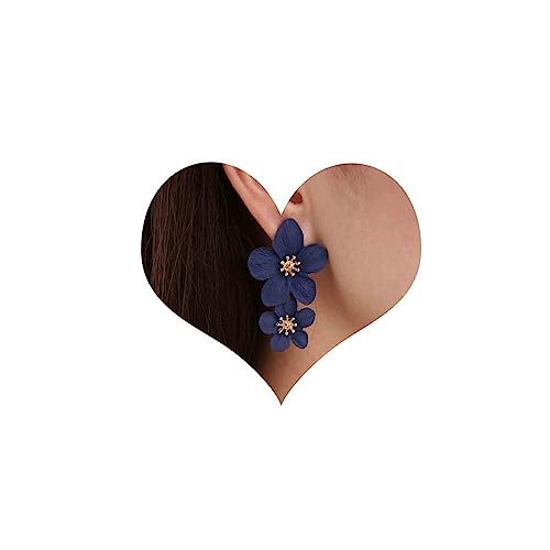 Inilbran Boho Übertrieben Acryl Blume Ohrringe - Vintage Harz Form Ohrstecker - Blaue Aussage Schmuck Mit Multicolor Emaille für Frauen Und Mädchen von Inilbran