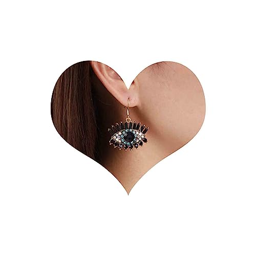 Inilbran Boho Übertrieben Auge Ohrringe Vintage Bösen Auge Baumeln Ohrringe Schwarzem Kristall Auge Reif Ohrringe Personalisierte Edelstein Auge Ohrringe Schmuck Für Frauen Und Mädchen von Inilbran