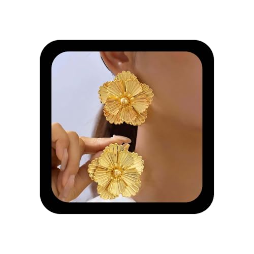 Inilbran Boho Übertrieben Blume Ohrringe Vintage Blume Ohrstecker Gold Metall Floral Ohrring Personalisierte Lilie Blütenblatt Ohrring Schmuck Für Frauen von Inilbran