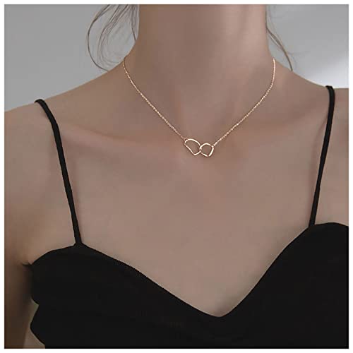 Inilbran Boho Unendlichkeitskreis Halskette Gold Ineinandergreifender Kreis Anhänger Vintage Kreis Geometrische Unregelmäßige Kette Schmuck für Frauen von Inilbran