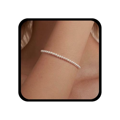Inilbran Boho Winzige Perle Hand Armband Vintage Perle Sklave Kette Hand Armband Weiß Perlen Handgeschirr Kette Armband Hochzeit Perle Stapelbar Armband Einstellbar Sklave Kette Armband Schmuck Für von Inilbran