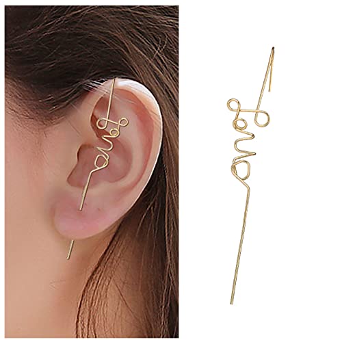Inilbran Brief Liebe Ohr Manschette Wrap Ohrringe Gold Crawler Haken Lang Piercing Personlized Pin Schmuck Für Frauen Und von Inilbran