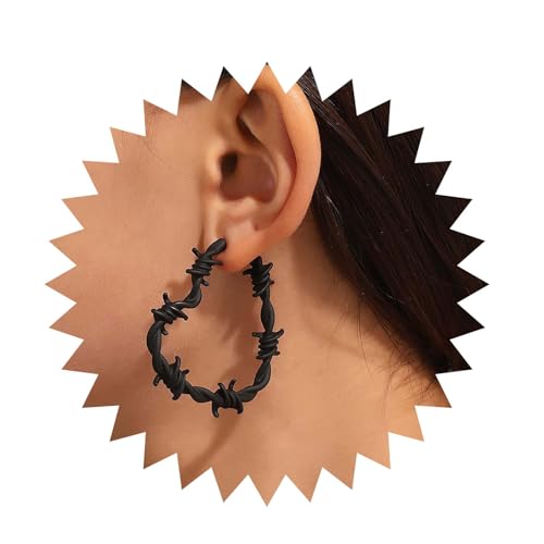 Inilbran Gothic Stacheldraht Herz Ohrringe Vintage Übertrieben Herz Reifen Ohrringe Punk Dorn Dunkel Herz Ohrringe Metallnetz Liebe Herz Ohrringe Schmuck Für Frauen Und Mädchen von Inilbran