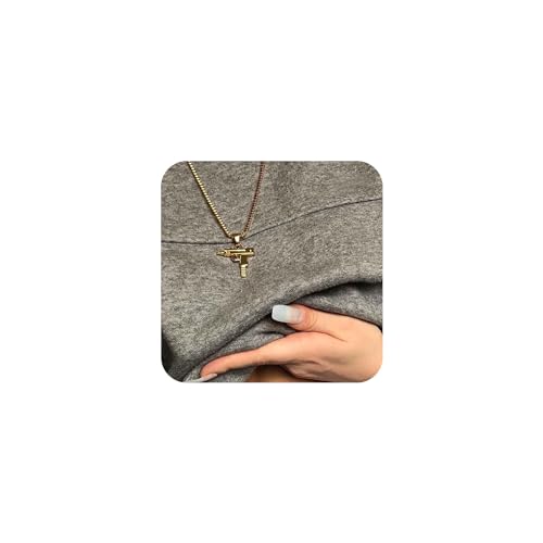 Inilbran Punk Gun Halskette Gold Vintage Gun Anhänger Choker Kette Minimalistische Schmuck Für Frauen Und Mädchen von Inilbran