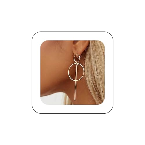 Inilbran Punk Kreis Stick Tropfen Ohrringe Großen Kreis Baumeln Ohrringe Gold Bar Drop Ohrstecker Ohrringe Vintage Hohlen Kreis Ohrringe Geometrischen Kreis Bar Ohrringe Schmuck Für Frauen Und Mädchen von Inilbran
