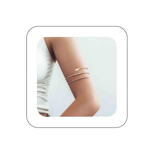 Inilbran Punk Oberarm Manschette Armband Geschichtet Oberarm Manschette Oberen Vintage Arm Wickeln Armbänder Armreif Kühlen Offenen Oberen Armreif Manschette Indischen Ethnischen Klobigen（gold） von Inilbran