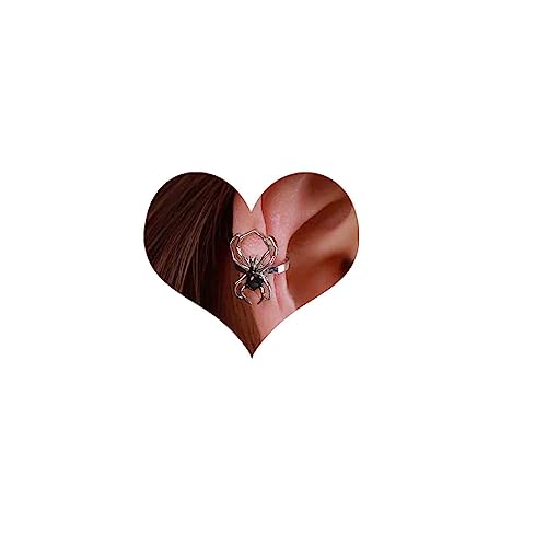 Inilbran Punk Spinne Clip Manschette Ohrringe Silber - Boho Gothic - Hochwertig Verarbeitet - Ohne Piercing - Clip-on - Für Frauen & Mädchen von Inilbran