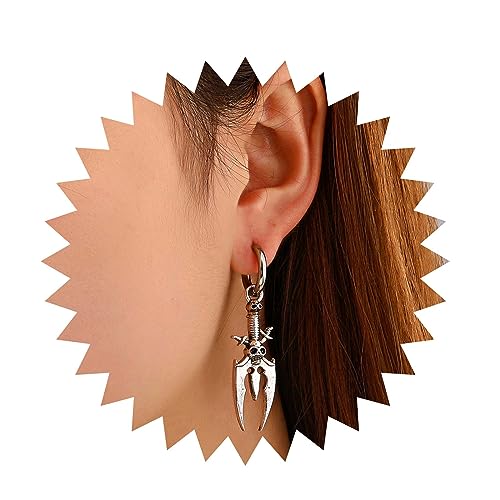Inilbran Punk Totenkopf Ohrringe Silber Totenkopf Skelett Ohrringe Gothic Totenkopf Reif Ohrringe Vintage Skelett Totenkopf Ohrringe Schmuck Für Frauen Und Mädchen von Inilbran