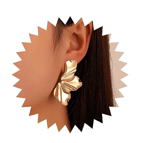 Inilbran Punk Übertrieben Blume Ohrringe Gold Blume Ohrstecker Vintage Metall Blume Ohrringe Unregelmäßig Blume Ohrringe Schmuck Für Frauen Und Mädchen von Inilbran