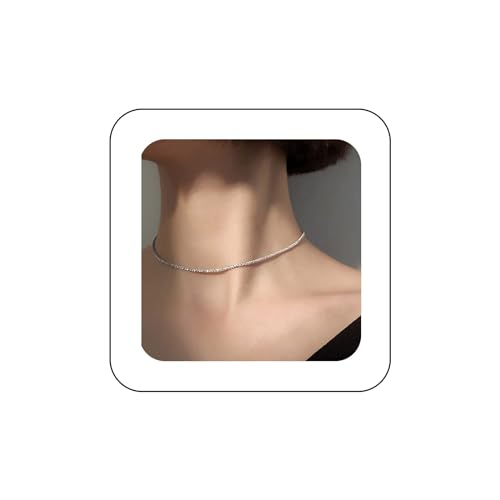 Inilbran Schleierkraut Halskette Choker Silber Glänzend Choker Halskette Funkelnde Halskette Minimalistische Kette Halskette Schmuck Für Frauen Und Mädchen von Inilbran